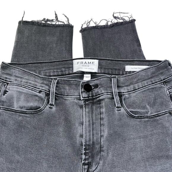 FRAME Le High Skinny Raw Hem Jeans in Dartmouth Wash Size 27 - Picture 5 of 8